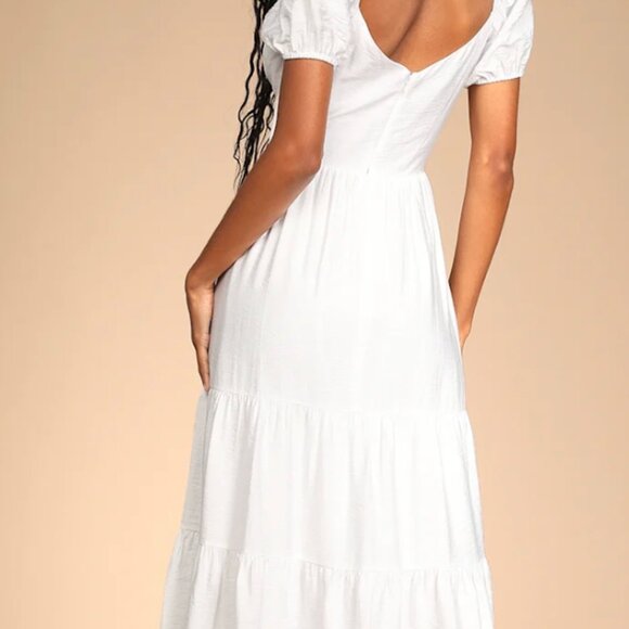 NWOT Lulus La Vita Bella White Puff Sleeve Maxi Dress - Picture 3 of 5